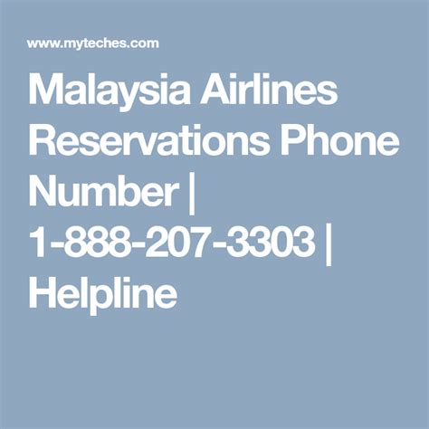 malaysia airlines reservation number